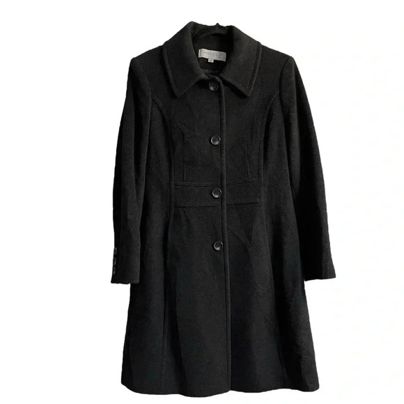 Anne Klein Wool Cashmere Blend Black Button-Up Coat, Women’s Size 12‎ - Picture 1 of 10